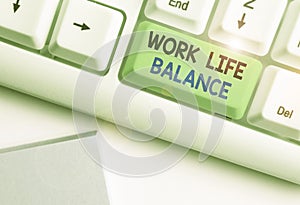 Text sign showing Work Life Balance. Conceptual photo Division of time between working or family and leisure.