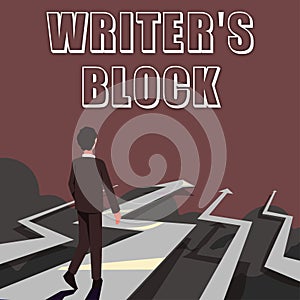 Text sign showing Writer& x27;s Block. Business approach Condition of being unable to think of what to write