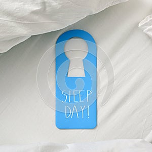 Text sleep day in a door hanger