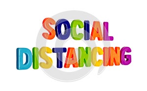 Text SOCIAL DISTANCE on a white background