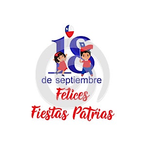 Text in spanish: Happy Independence Day, September 18. Design concept. Felices Fiestas Patrias photo