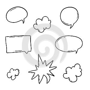 Text speech doodle bubbles set