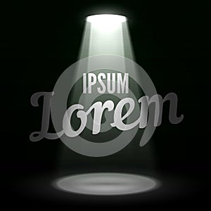 Text in spotlight shine effects on a dark background