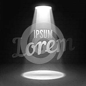 Text in spotlight shine effects on a dark background