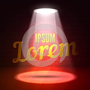 Text in spotlight shine effects on a dark background