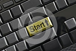 Text of start on computer keyboard for design.