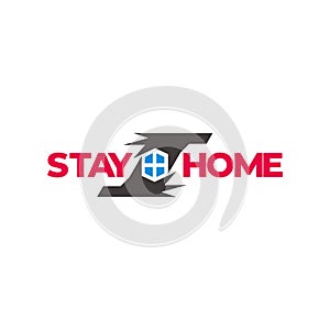 Text stay home protected hand symbol decor vector