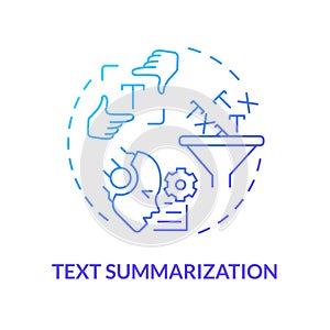Text summarization blue gradient concept icon photo