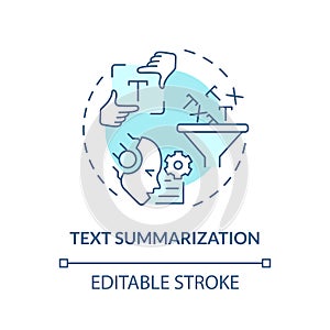 Text summarization soft blue concept icon photo