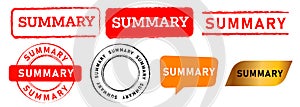 Text summary synopsis summarizing rubber stamp speech bubble label sticker for test examine summarizing photo