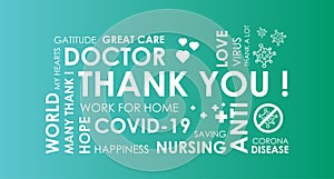 Text Thank you for doctors wordcloud background gradient