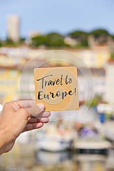 Text travel to Europe in Cannes, France