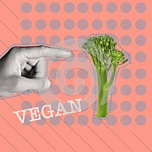 Text vegan in a contemporary art collage photo
