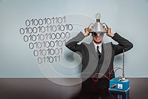 101010 text with vintage businessman