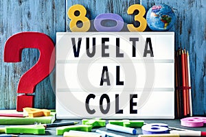 Text vuelta al cole, back to school in spanish photo