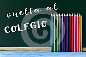 Text vuelta al colegio, back to school in spanish