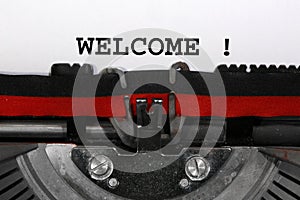 Text Welcom written by an old typewriter