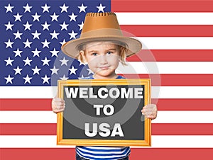 Text WELCOME TO USA.