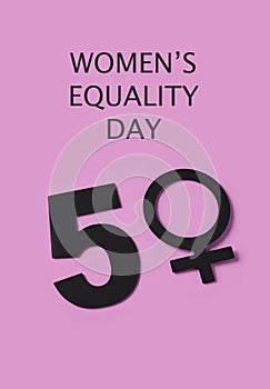 Text womens equality day and number 50