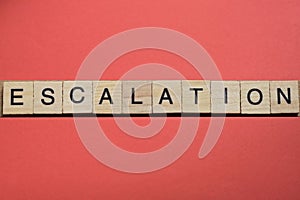 text the word escalation from gray wooden small letters