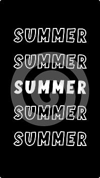 Text with the word summer in white on black background