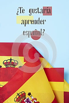 Text would you like to learn Spanish? in Spanish photo