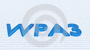 The text WPA3 on binary textured floor cybersecurity concept