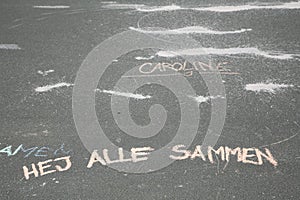Text writen by children in a street