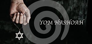 Text Yom Hashoah and star of David, web banner