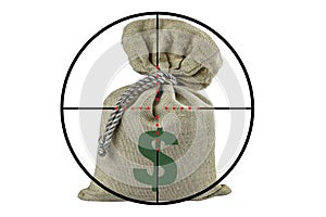 A textile bag with a dollar simvol in sight