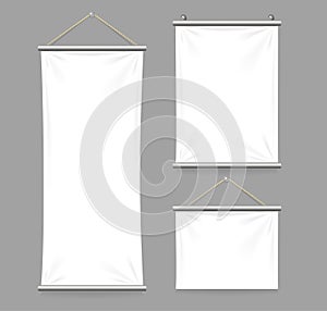Textile Banners with Folds Set. Vector