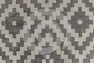 Textile carpet. Black and white soft rug in moroccan style. Abstract texture background with diamond geometric pattern.