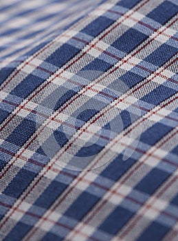 Textile checked shirt close-up, macro photography with volumes
