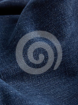 Textile denim close-up, macro photography with volumes