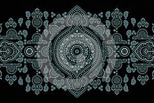 Textile Digital Black and Zink Motif Border