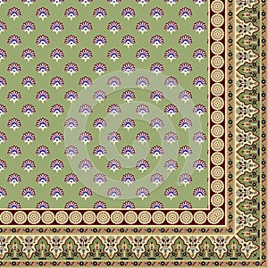 Textile Digital design set of damask Mughal motif paisley abstract vintage border art.