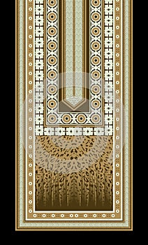 Textile Digital Ikat Ethnic Design Set of damask Border Baroque Pattern wallpapers gift card Frame for women cloth use Mughal