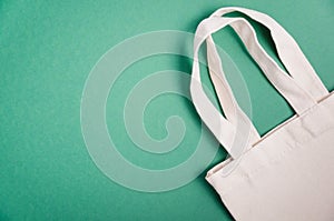 Textile eco friendly shopping bag. Zero waste concept. Plastic free concept.