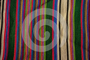 Textile fabric of typical Mayan colors with handmade lines cajola photo