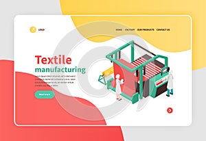 Textile Factory Isometric Banner