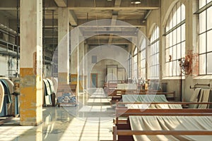 textile factory working process copy space