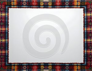 Textile Frame with Geometric Pattern Borders and White Space
