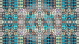 Textile geometric pattern. Rhombuses and squares. Patchwork.