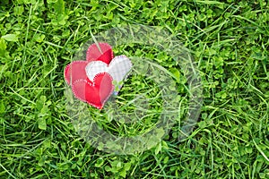 Textile hearts, top view