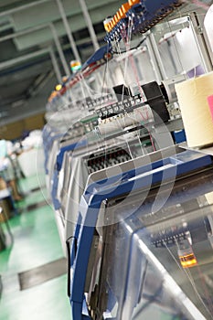 Textile industry with knitting machines