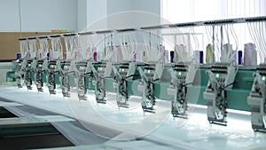 Textile industry with knitting machines in factory