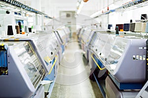 Textile industry machines in factory