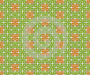 Textile leaf pattern green orange