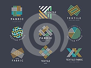 Textile logo. Symbols for sewing industry tailor workshop badges recent vector templates set with place for text