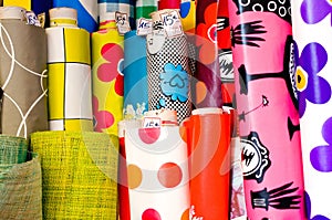 Textile and oilcloth rolls photo